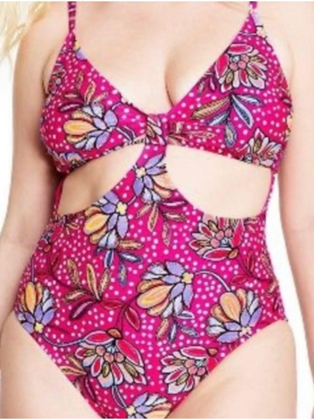Tabitha Fuchsia Floral Cutout One-Piece Swimsuit